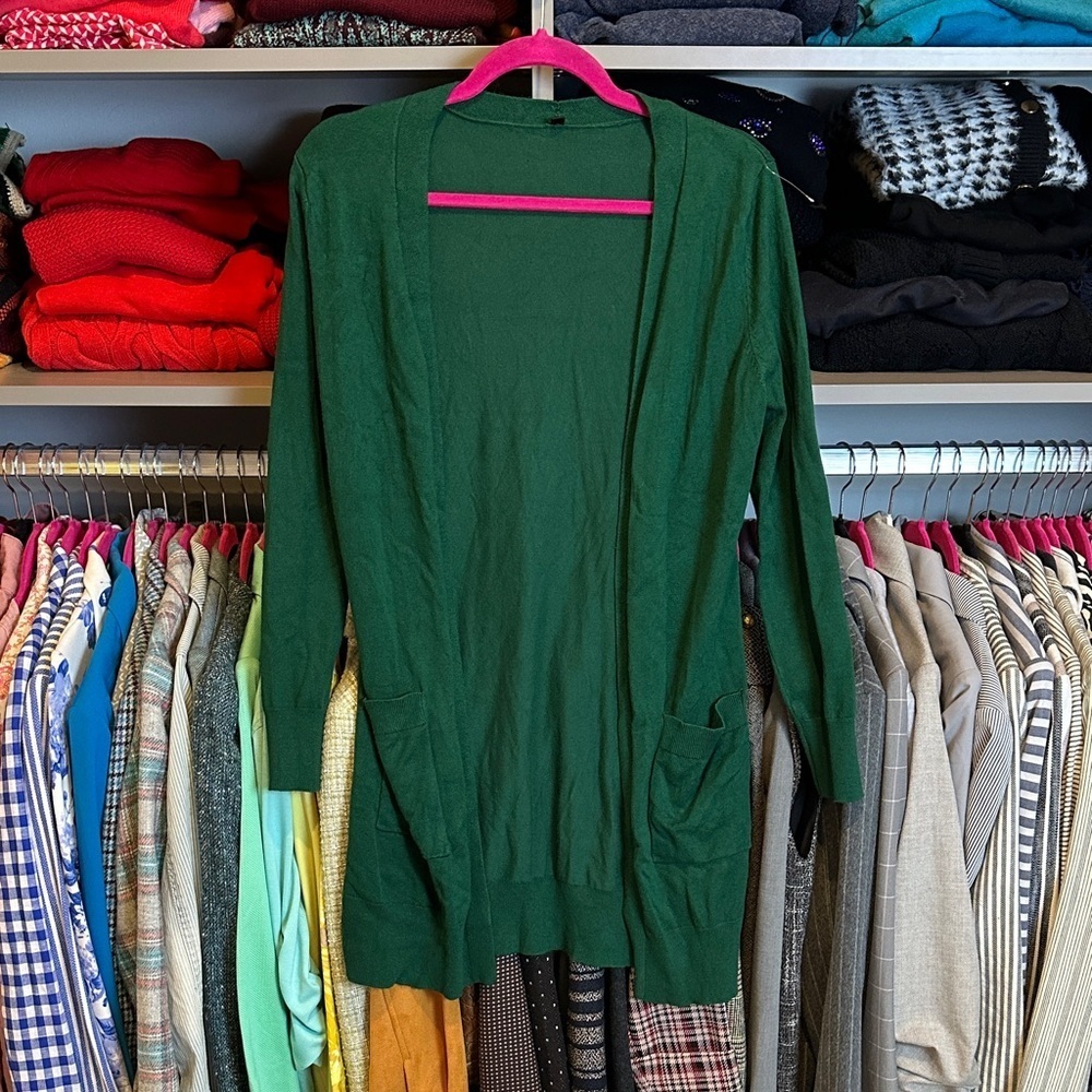 Unbranded green long sleeve 2 pocket open front cardigan size S